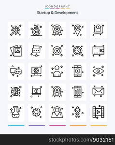 Creative Startup And Develepment 25 OutLine icon pack  Such As file. photo. map. image. money