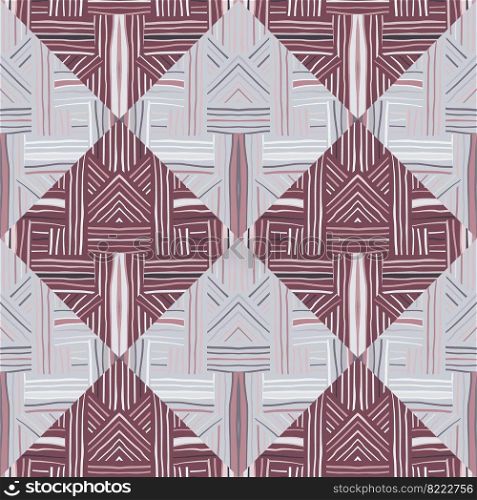 Creative stripes vintage ornament. Tribal lines mosaic seamless pattern. Abstract geometric ethnic tile. Design for fabric, textile print, wrapping paper, cover. Vector illustration. Creative stripes vintage ornament. Tribal lines mosaic seamless pattern. Abstract geometric ethnic tile.