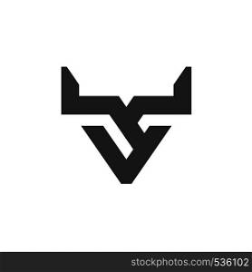 creative strong bull horns line logo vector template