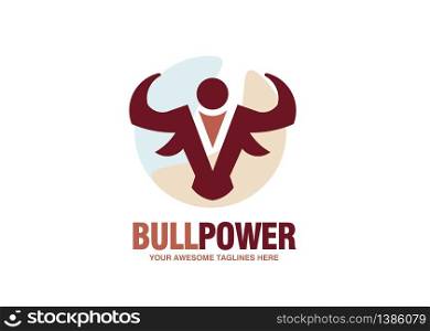 creative strong business man as a bull power vector concept logo vector,Business people success Logo design concept template