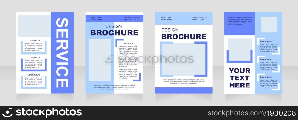 Creative studio blue blank brochure layout design. Agency service. Vertical poster template set with empty copy space for text. Premade corporate reports collection. Editable flyer paper pages. Creative studio blue blank brochure layout design
