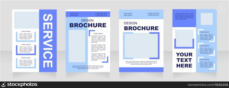 Creative studio blue blank brochure layout design. Agency service. Vertical poster template set with empty copy space for text. Premade corporate reports collection. Editable flyer paper pages. Creative studio blue blank brochure layout design