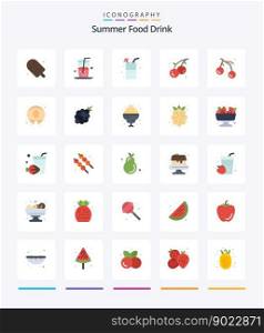 Creative Summer Food Drink 25 Flat icon pack  Such As fruit. bunch of grapes. food. salmon. summer