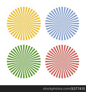 Creative sunburst design, colorful collection. Vector illustration.