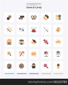 Creative Sweet And Candy 25 Flat icon pack  Such As donut. sweets. bake. food. candy
