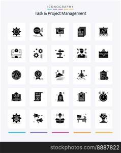 Creative Task And Project Management 25 Glyph Solid Black icon pack  Such As file. account. view.. projector