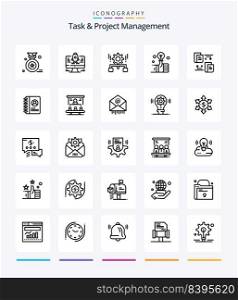 Creative Task And Project Management 25 OutLine icon pack  Such As investment . bulb . . . setting