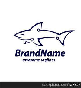 creative tech and shark logo concept, vector shark tech logo concept illustration
