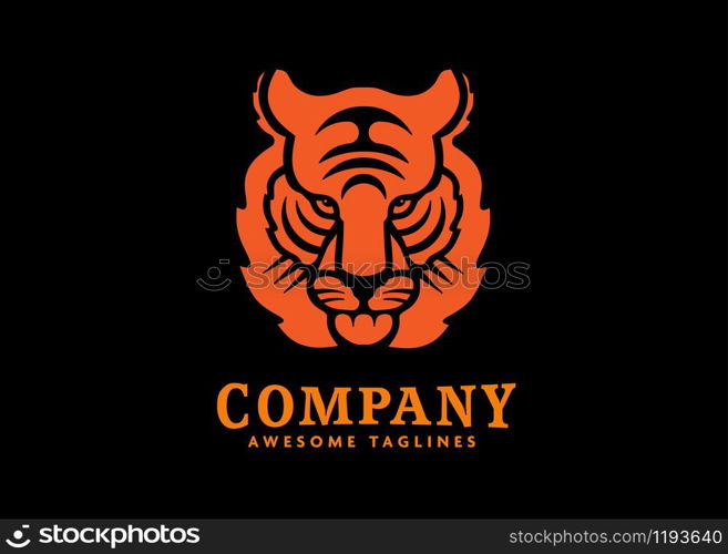 creative tiger animal mascot head vector illustration logo. Wild cat head mascot