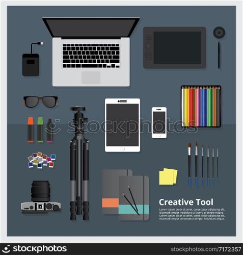 Creative Tool Workspace isolated vector illustration