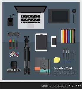 Creative Tool Workspace isolated vector illustration