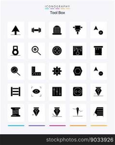 Creative Tools 25 Glyph Solid Black icon pack  Such As voltmeter.&ere. cursor. stud. search