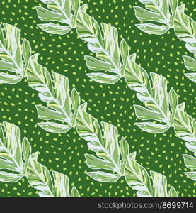 Creative tropical leaves seamless pattern in sketch style. Palm leaf endless floral background. Abstract foliage ornament. Nature wallpaper. Exotic plant backdrop. For fabric design, textile print. Creative tropical leaves seamless pattern in sketch style. Palm leaf endless floral background.