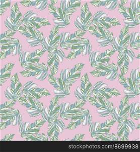 Creative tropical leaves seamless pattern in sketch style. Palm leaf endless floral background. Abstract foliage ornament. Nature wallpaper. Exotic plant backdrop. For fabric design, textile print. Creative tropical leaves seamless pattern in sketch style. Palm leaf endless floral background. Abstract foliage ornament.
