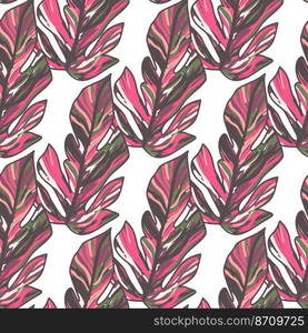 Creative tropical leaves seamless pattern in sketch style. Palm leaf endless floral background. Abstract foliage ornament. Nature wallpaper. Exotic plant backdrop. For fabric design, textile print. Creative tropical leaves seamless pattern in sketch style. Palm leaf endless floral background.