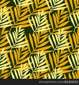 Creative tropical palm leaves seamless pattern. Jungle leaf wallpaper. Botanical floral background. Exotic plant backdrop. Design for fabric, textile, wrapping, cover. Vector illustration. Creative tropical palm leaves seamless pattern. Jungle leaf wallpaper. Botanical floral background. Exotic plant backdrop.