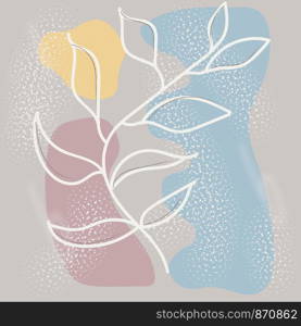 Creative universal aesthetic floral card, hand drawn abstract shapes texture. Modern trendy graphic design template for poster, card, banner, cover, placard, flyer, brochure. Scandinavian style