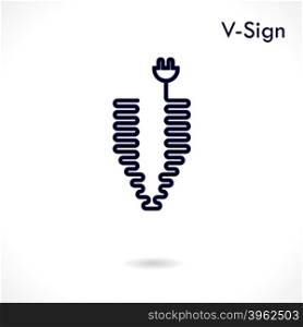 Creative V- letter icon abstract logo design vector template.Creative V- alphabet vector design.Business and education creative logotype symbol.Vector illustration