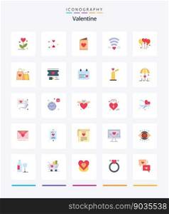Creative Valentine 25 Flat icon pack  Such As card. day. heart. valentines. waiting
