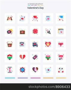 Creative Valentines Day 25 Flat icon pack  Such As bird. love. balloons. heart. bottle