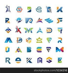creative variation style of initial letter logo set concept illustration