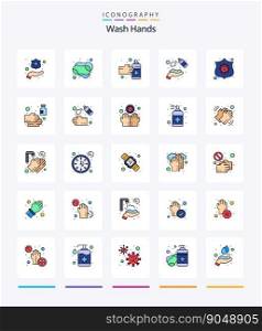 Creative Wash Hands 25 Line FIlled icon pack  Such As safeguard. washing. hands. wash. clean