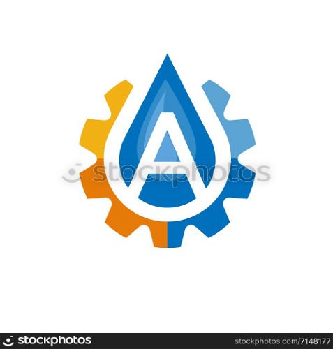 creative Water Tech with letter A template Design Vector