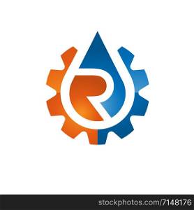 creative Water Tech with letter R template Design Vector