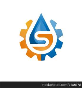 creative Water Tech with letter S template Design Vector