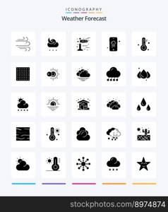 Creative Weather 25 Glyph Solid Black icon pack  Such As haze. weather. weather. temperature. rainy