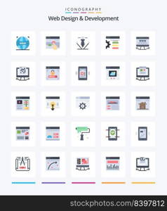 Creative Web Design And Development 25 Flat icon pack  Such As board. advert. artwork. web. design