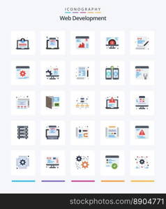Creative Web Development 25 Flat icon pack  Such As language. serving. chart. website. speed