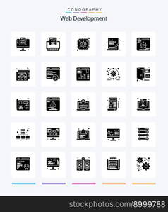Creative Web Development 25 Glyph Solid Black icon pack  Such As development. web coding. chip. programming. coding