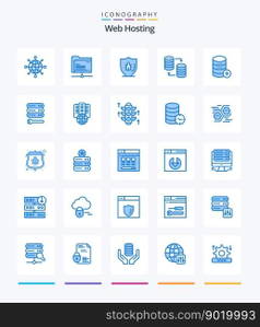 Creative Web Hosting 25 Blue icon pack  Such As database. storage. programing. sql. database