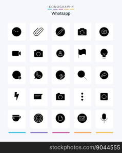 Creative Whatsapp 25 Glyph Solid Black icon pack  Such As basic. camera. basic. ui. refresh