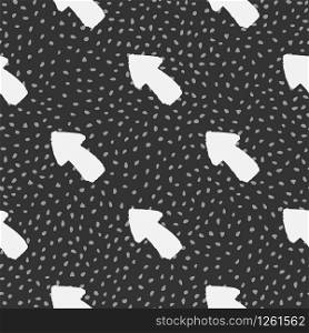Creative white arrows ink seamless pattern on dots background. Vector illustration. Design for book covers, wallpapers, graphic art, wrapping paper and textile fabric.. Creative white arrows ink seamless pattern on dots background. Vector illustration.