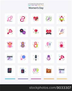 Creative Womens Day 25 Flat icon pack  Such As bouquet. power. symbol. feminism. event