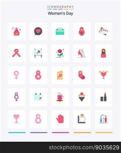 Creative Womens Day 25 Flat icon pack  Such As day. women. heart. love. bag