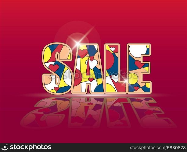 Creative word SALE on red glowing background. Vector illustration. Marketing advertisement clearance promo template.