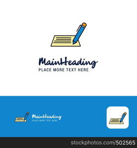 Creative Writing Logo Design. Flat color Logo place for Tagline. Vector Illustration