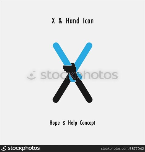 Creative X- alphabet icon abstract and hands icon design vector template.Business offer,partnership,hope,support or help concept.Corporate business and industrial logotype symbol.Vector illustration