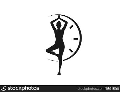 creative Yoga and Time Logo vector Design Element