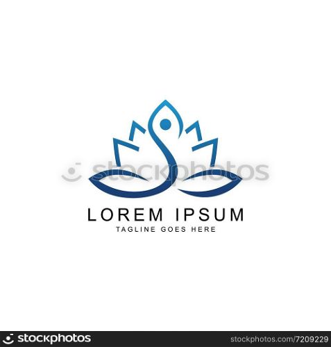 creative yoga person with a flower aroma logo template