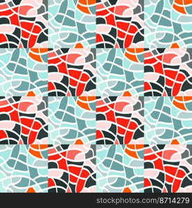 Creativef linear mosaic seamless pattern. Abstract line endless wallpaper. Vintage geometric tile ornament. Design for fabric, textile print, wrapping paper, cover. Vector illustration. Creativef linear mosaic seamless pattern. Abstract line endless wallpaper. Vintage geometric tile ornament
