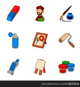 Creativity art icons set. Cartoon illustration of 9 creativity art vector icons for web. Creativity art icons set, cartoon style