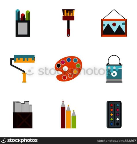 Creativity art icons set. Flat illustration of 9 creativity art vector icons for web. Creativity art icons set, flat style