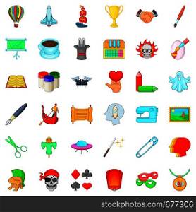Creativity icons set. Cartoon style of 36 creativity vector icons for web isolated on white background. Creativity icons set, cartoon style