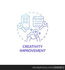 Creativity improvement blue gradient concept icon. Benefit of development job. Coding abstract idea thin line illustration. Isolated outline drawing. Roboto-Medium, Myriad Pro-Bold fonts used. Creativity improvement blue gradient concept icon