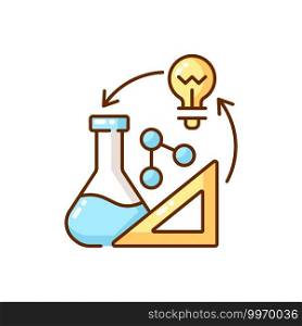 Creativity in STEM RGB color icon. Creative thinking idea. Creativity development. Professional information analysis. Ex&les of creative thinking skills. Isolated vector illustration. Creativity in STEM RGB color icon