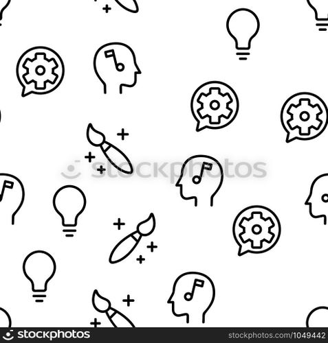 Creativity Vector Seamless Pattern Thin Line Illustration. Creativity Vector Seamless Pattern